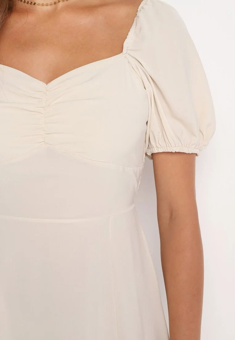 Calindra Maxi Jurk met Pofmouwen – Elegante Sweetheart Halslijn & Zwierige A-Lijn Pasvorm