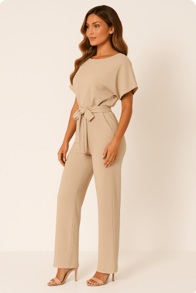 Noëlle – Elegante Jumpsuit met Strikceintuur en Tijdloze Uitstraling