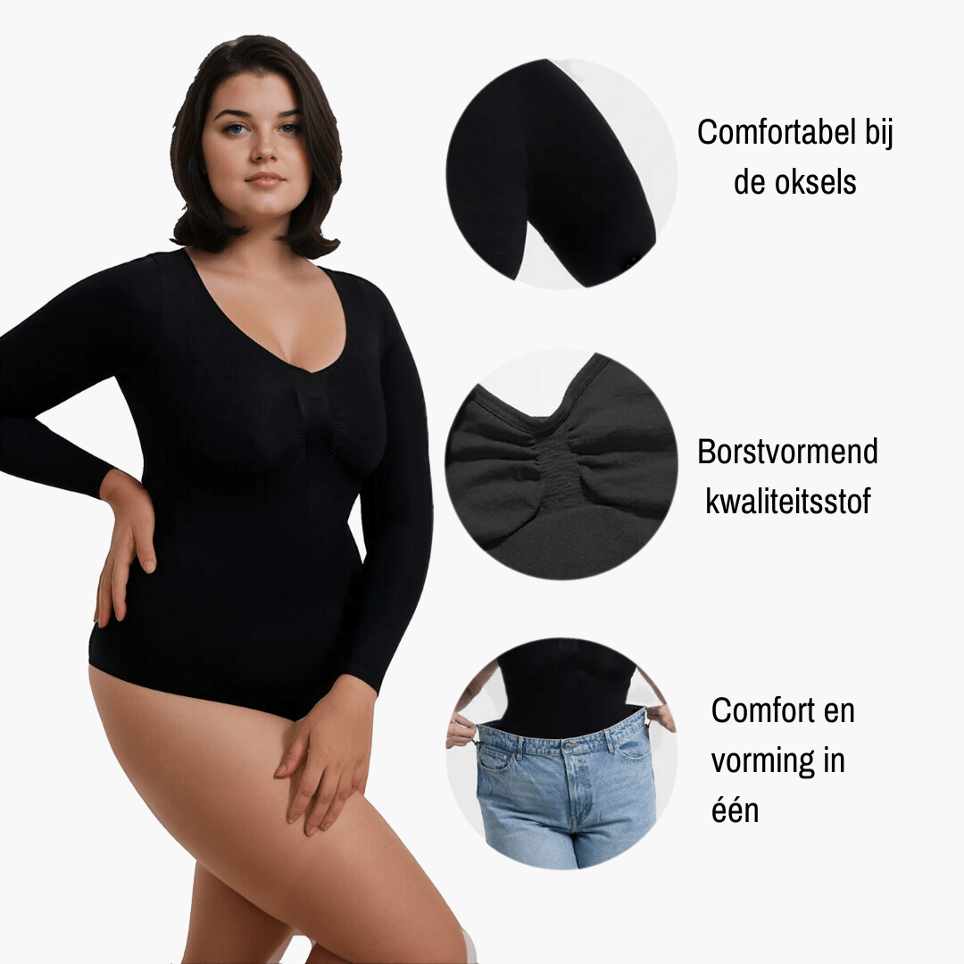 Alivienne – Naadloze shaping bodysuit met lange mouwen voor dames