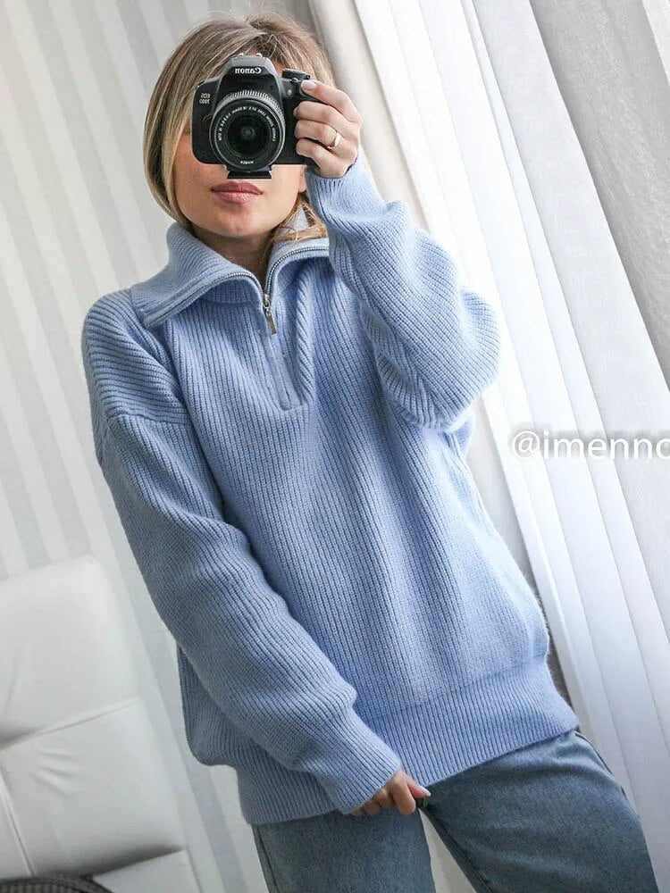 Amaris Half-Zip Knit – Tijdloze Klasse met een Vleugje Nonchalance