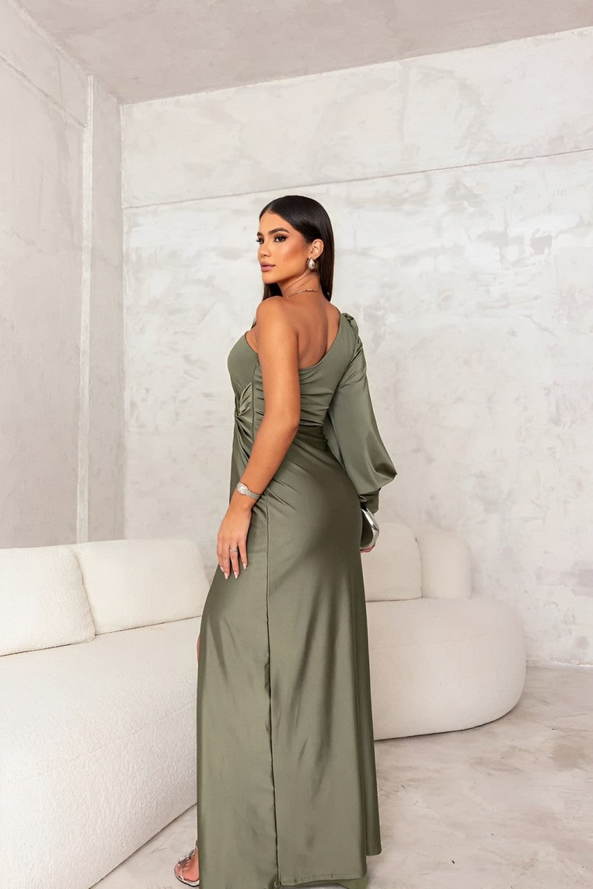 Celestia - Elegante One-Shoulder Jurk met Gedrapeerde Details voor een Classy Avondlook